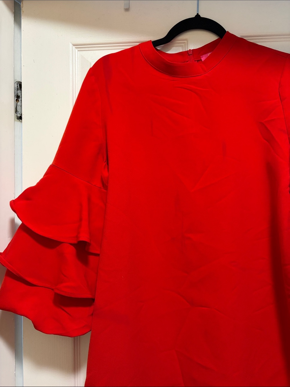 Red Ruffle Sleeve Mini Dress - Picture 2 of 3